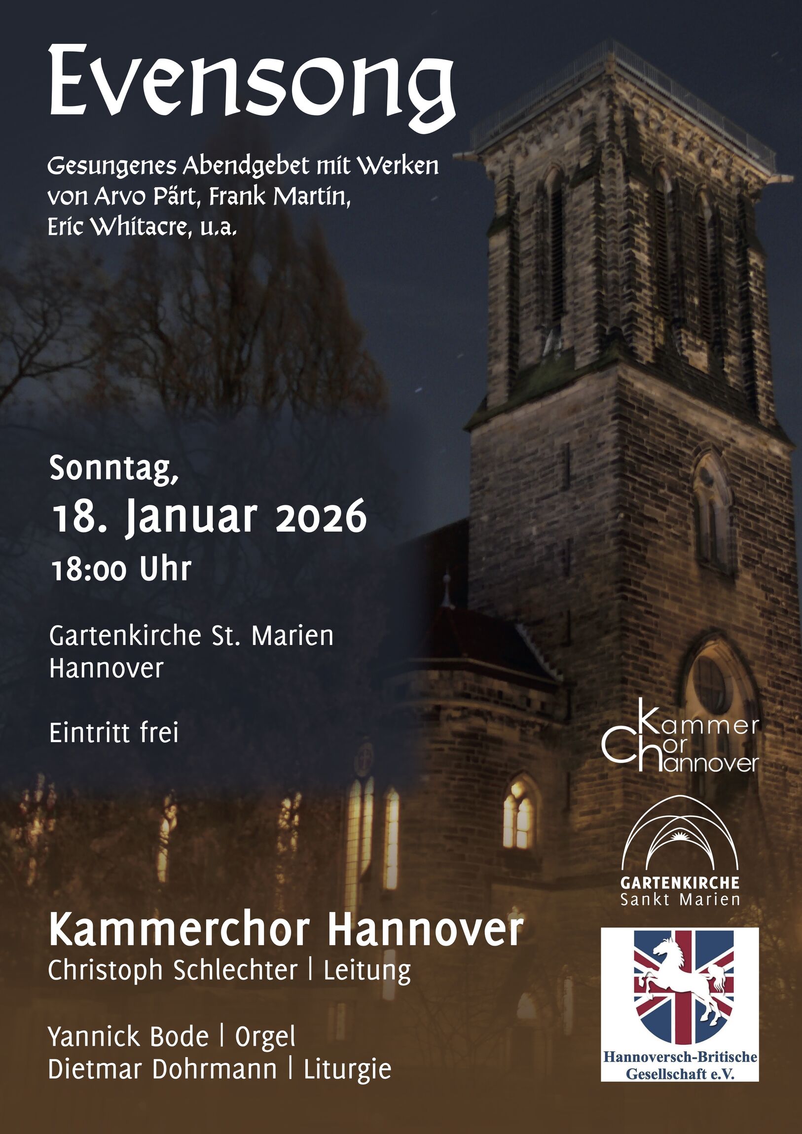 Plakat Evensong 18. Januar 2026
