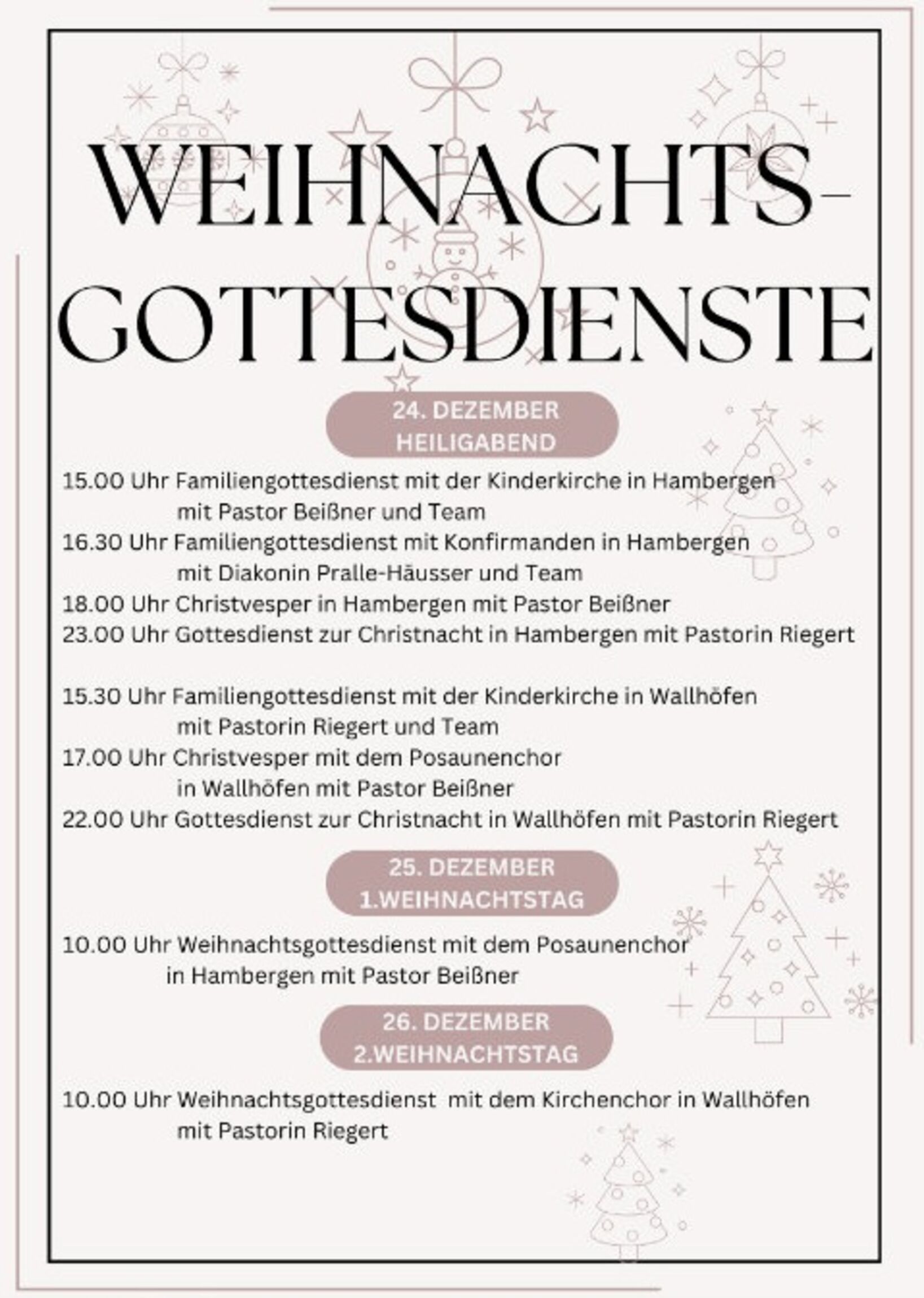 WeihnGottesdienste