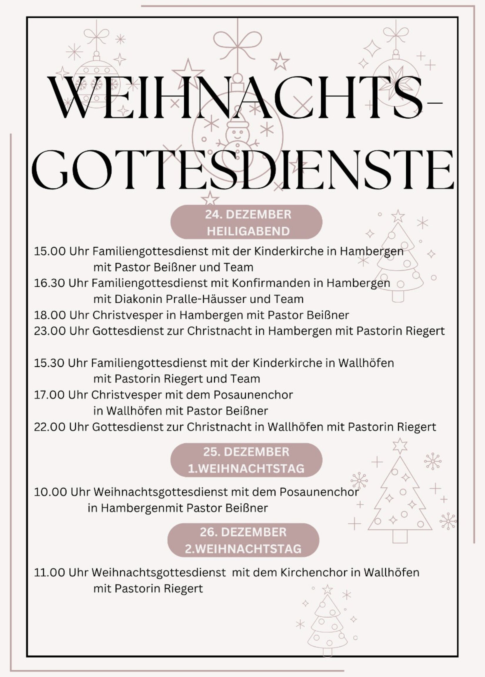 Weihnachtsottesdienste2025