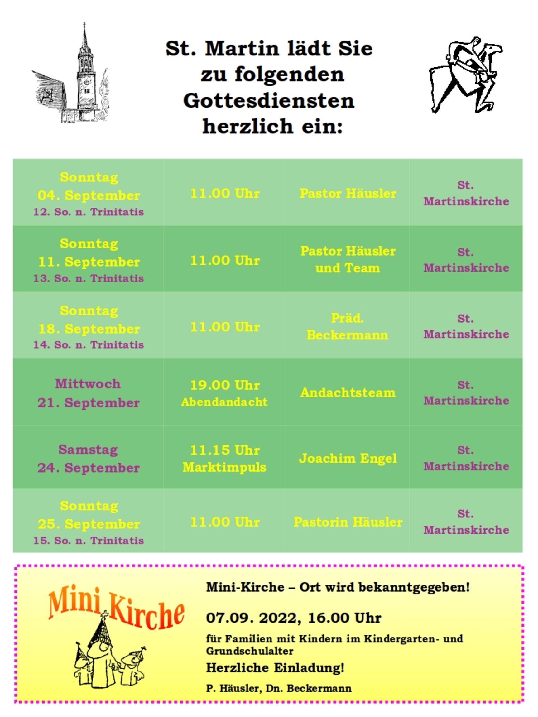 Gottesdienstplan St. Martin September 2022