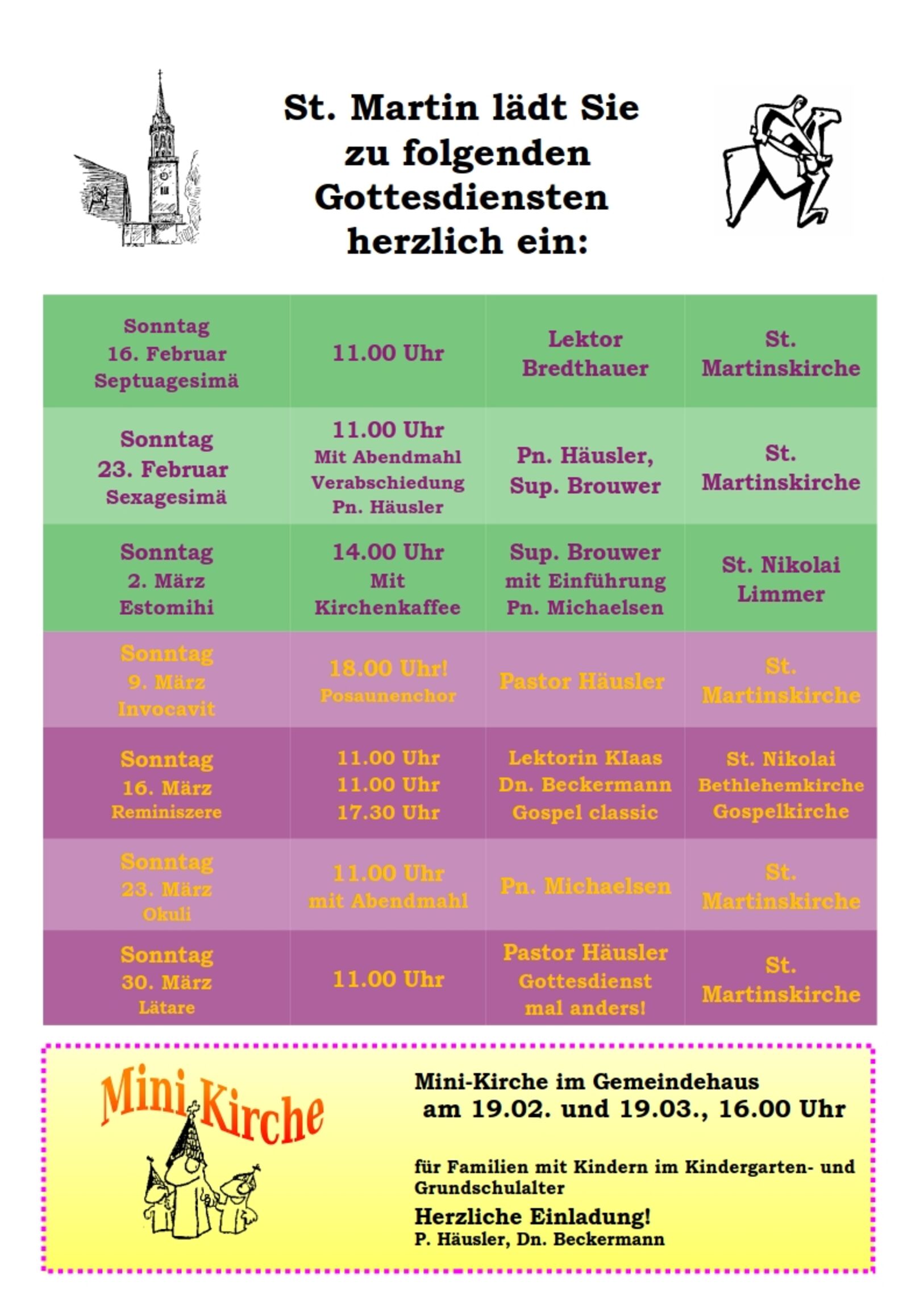 Gottesdienstplan St. Martin Februar März 2025 (aktualisiert 12.03.2025)