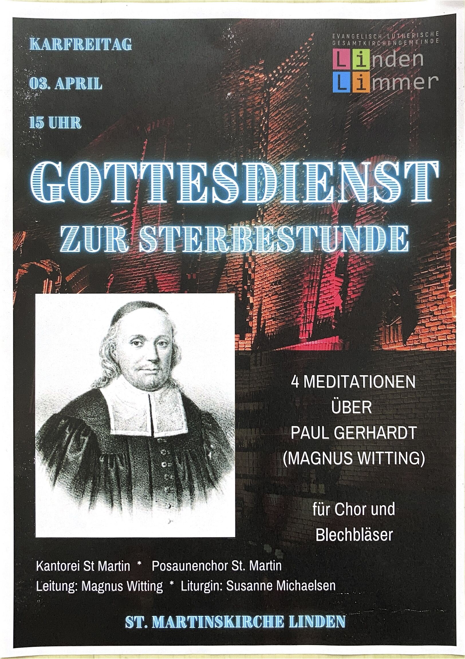 Plakat Karfreitag 03.04.2026 - Gottesdienst zur Sterbestunde