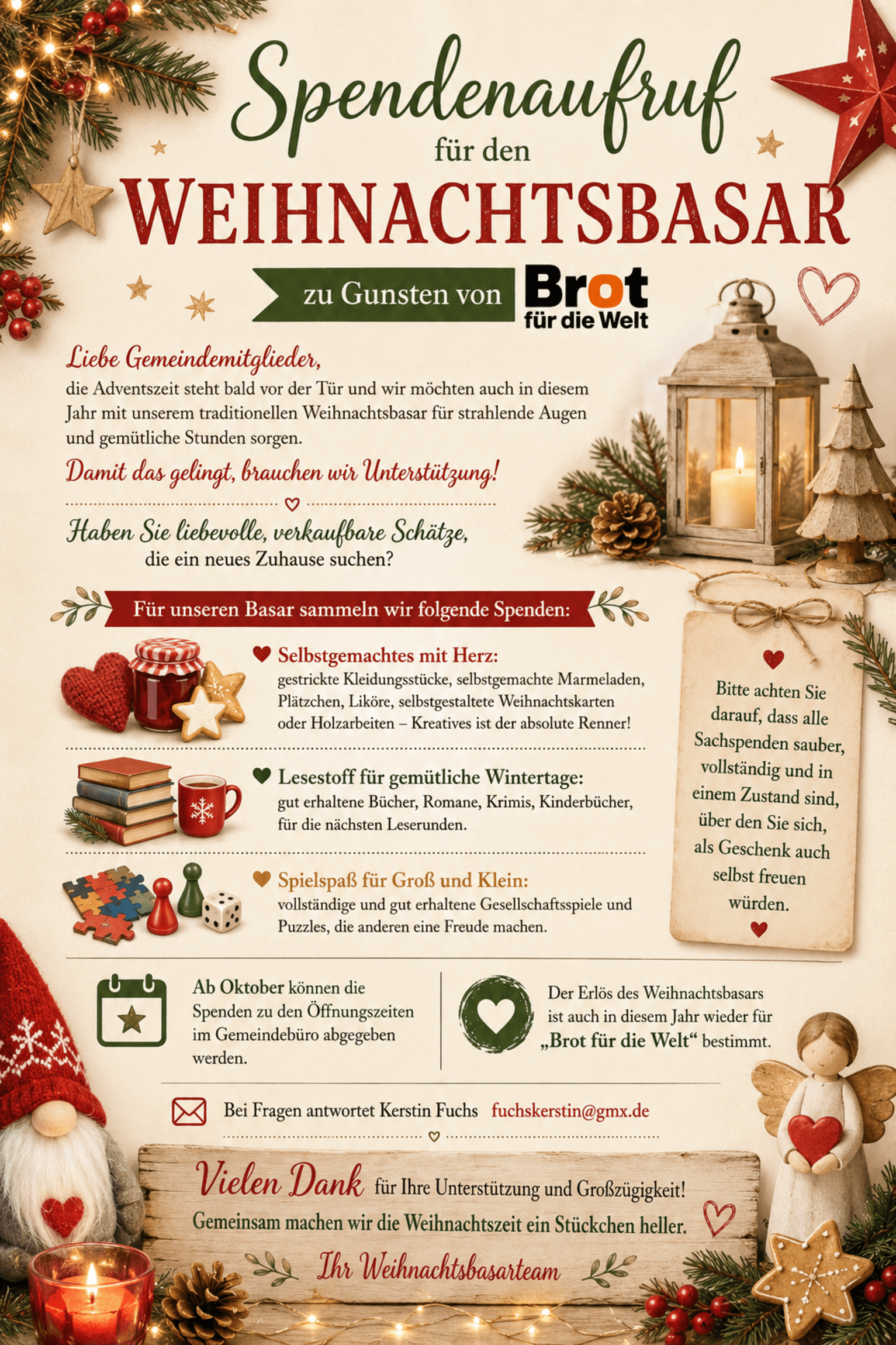Spendenaufruf Basar 