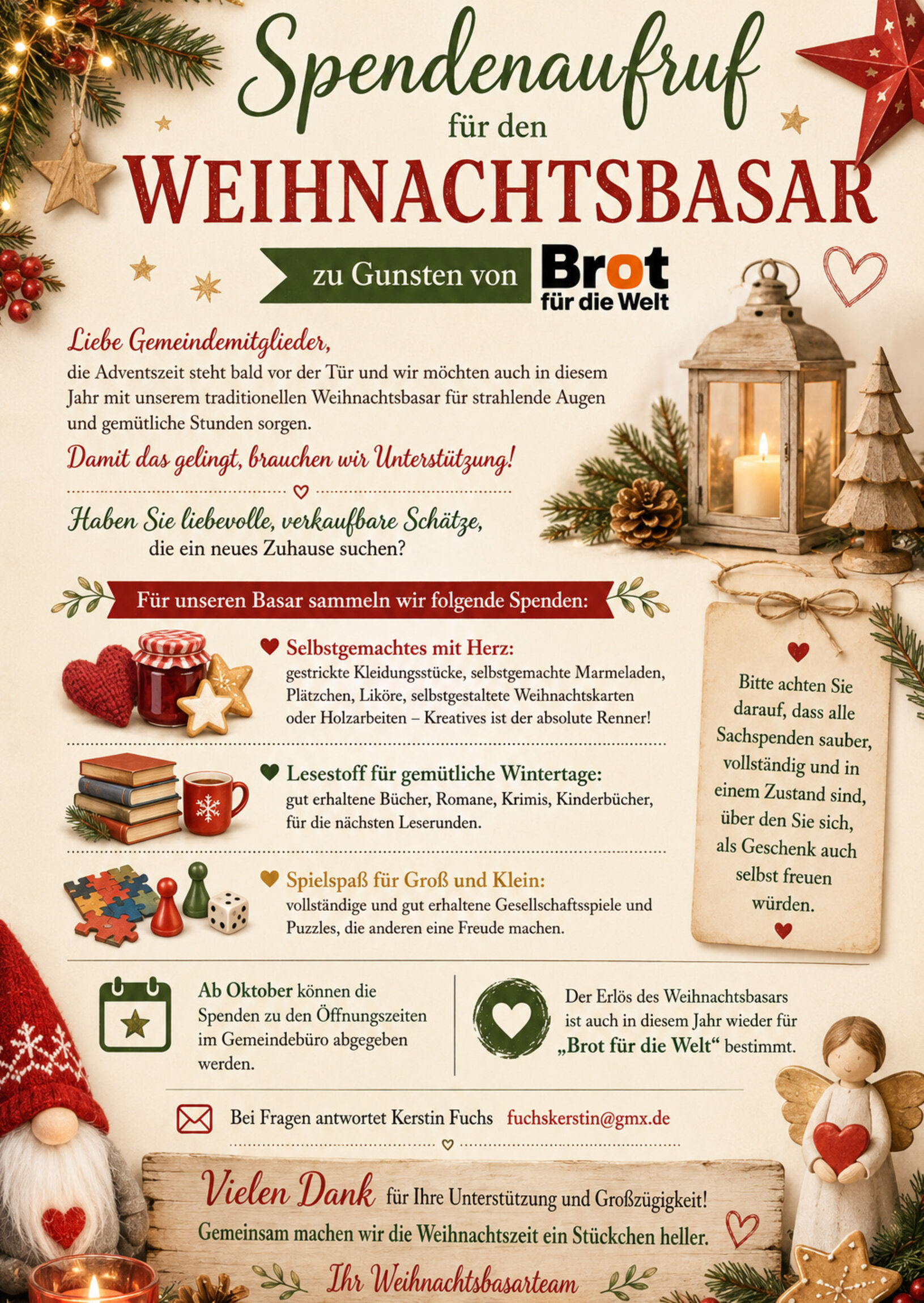 Spendenaufruf Basar 
